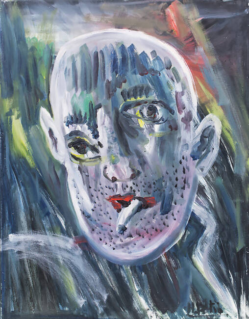 Hassan Atia (*1953), Porträt 'Glatzköpfiger mit Zigarette' / A portrait ...