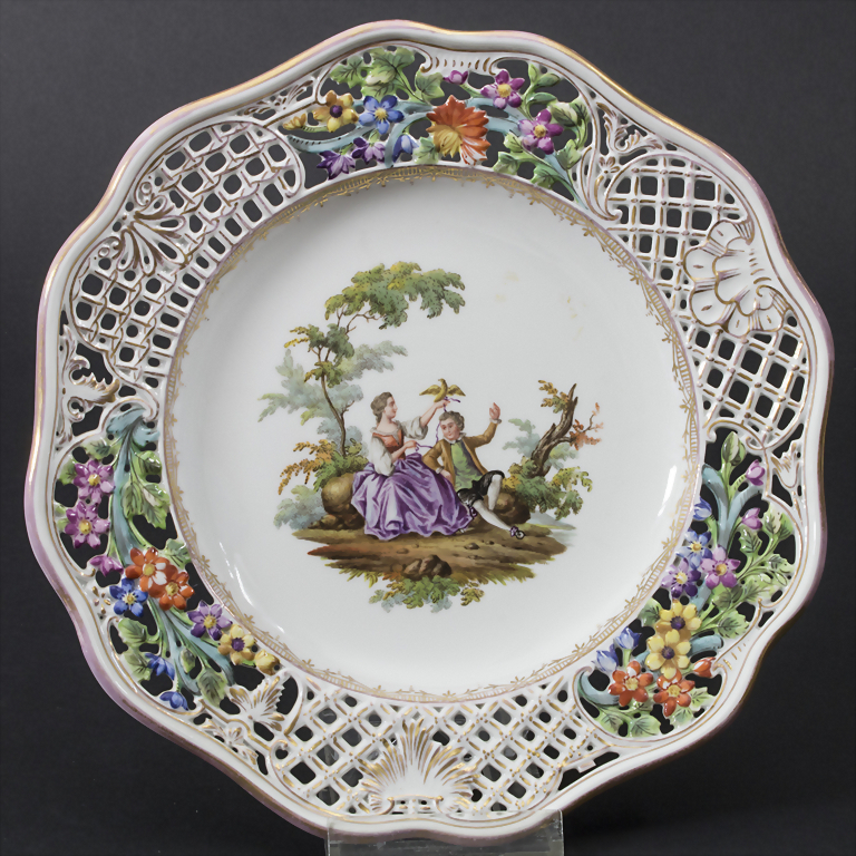 Teller 'Brühl'sches Allerlei' mit Watteau-Szene / A plate with a ...