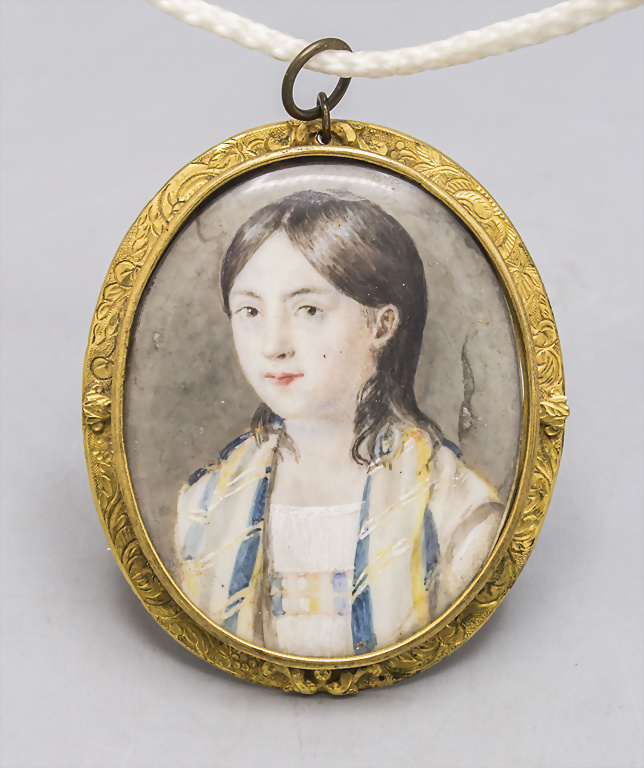 Théodore Gudin (1802-1880), Miniatur Porträt eines Mädchens / A miniature...
